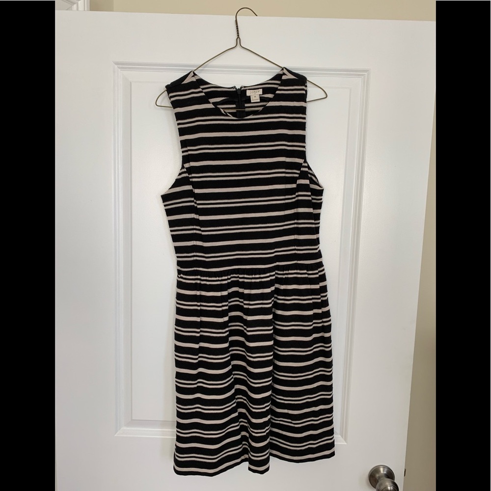 J Crew Black and Tan Striped Dress